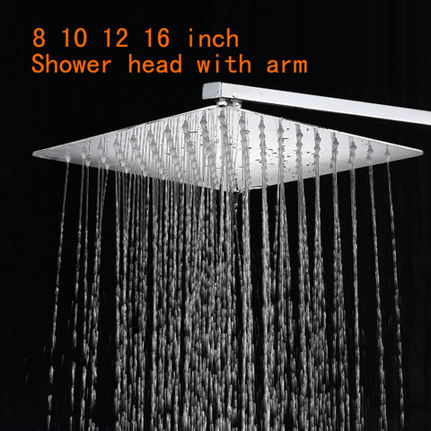 Stainless Steel Shower Head With Arm Wall Mounted Ultra thin Rain Shower Heads With 35cm Shower Arm free shipping ► Photo 1/6
