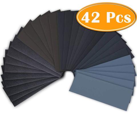 42Pc Wet Dry Sandpaper 120 To 3000 Grit Assortment Abrasive Paper Sheets For Automotive Sanding Wood Furniture Finishing 23*9 cm ► Photo 1/6