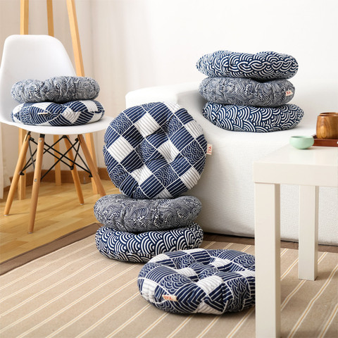 Japanese Soft Thicken Round Cushion Elastic Seat Mat Teaism Tatami Futon Chair Floor Bay Window Living Room Throw Home Decor ► Photo 1/6