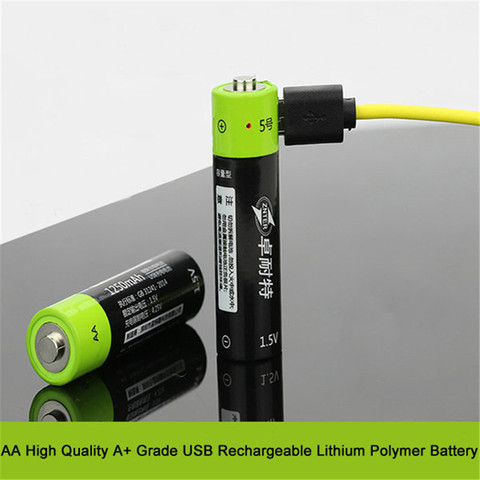 2pcs ZNTER 1.5v 1250mAh  AA Li-Po Battery USB Rechargeable AA Li-Po Battery For Rc Transmitter ► Photo 1/5