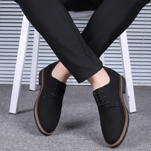 2022 High Quality Suede Leather Soft Shoes Men Loafers Oxfords Casual Male Formal Shoes Spring Lace-Up Style Men's Shoes ► Photo 1/6