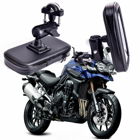 360 Rotating GPS Motorcycle Phone Holder Waterproof Bag Bicycle Phone Holder Adjustable Handlebar Support Moto Mount Card slots ► Photo 1/6