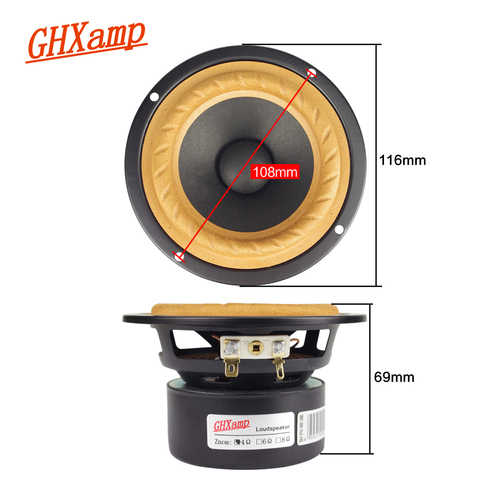 GHXAMP Plant Paper Cone 4 Inch Full Range Speaker Soundbox 4ohm 15W Home Theater Tweeter Mid-Bass Cloth edge 63Hz-18.5K 2PCS ► Photo 1/6