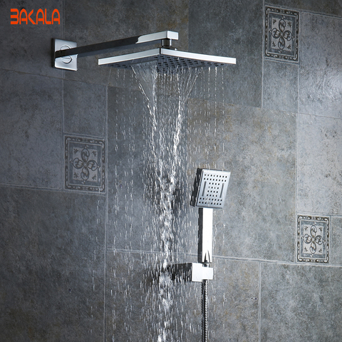 BAKALA  8 inch Bathroom rain  shower faucets White ABS head hand shower for Bath Showering System  3 ► Photo 1/6