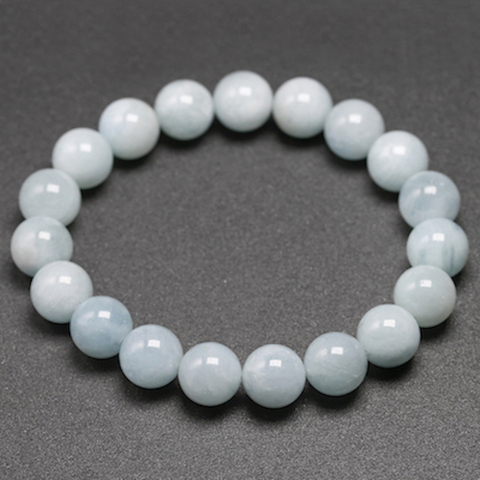 Natural Aquamarine Bracelet Single Circle Bracelet Men Women Jewelry 6 8 10mm Beads Romantic Casual Gemstone Yoga Bracelet ► Photo 1/6