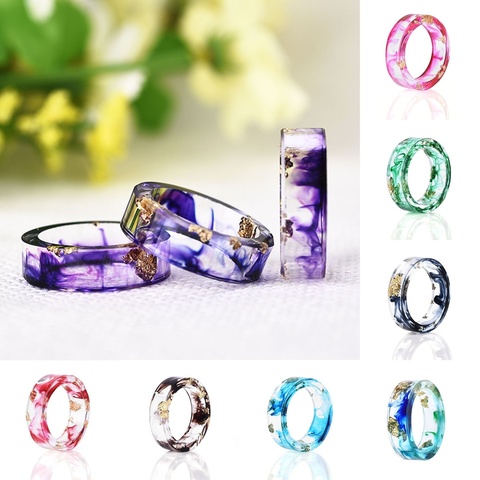 Hot Sale 8 Colors Gold Foil Paper Inside Resin Ring For Women And Men Jewelry Colorful High Quality Handmade Ring ► Photo 1/6