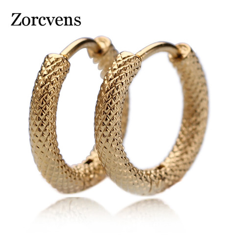 ZORCVENS Newest Punk Gold Stainless Steel Hoop Earrings Stripes Huggie Earrings Circle Fashion Earrings for Women Man ► Photo 1/6