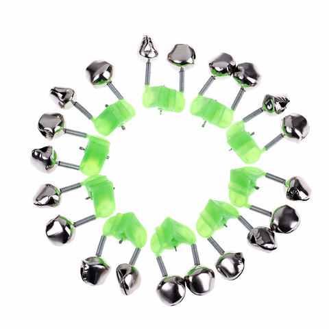 New 10Pcs/Set Durable Fishing Bite Alarms Fishing Rod Stalk Bells Clamp Tip ABS Green Fishing Accessory Lightweight ► Photo 1/6