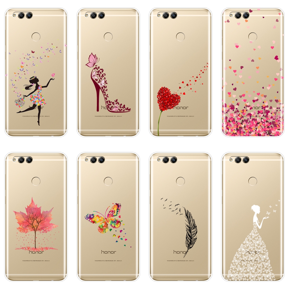 Conserveermiddel Archeologie Specialiseren Back Cover For Huawei Honor 7 7S 7X 7A 7C Pro 8X MAX 10 9 8 Soft Silicone  Heart Girl Phone Case For Huawei Honor 7 8 9 10 Lite - Price