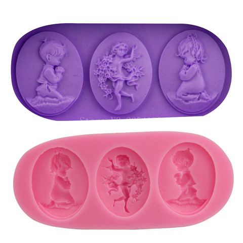 Angel Baby prayers Boy Girl Silicone Fondant Soap 3D Cake Mold Cupcake Jelly Candy Chocolate Decoration Baking Tool Moulds F2187 ► Photo 1/5