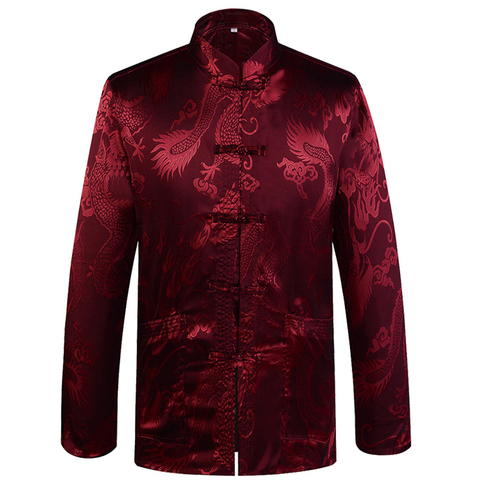 Brand New Arrival Chinese Traditional Men's Satin Mandarin Collar Dragon Silk Tang Suit Clothing Kung Fu Jacket Coat YZT1205 ► Photo 1/6