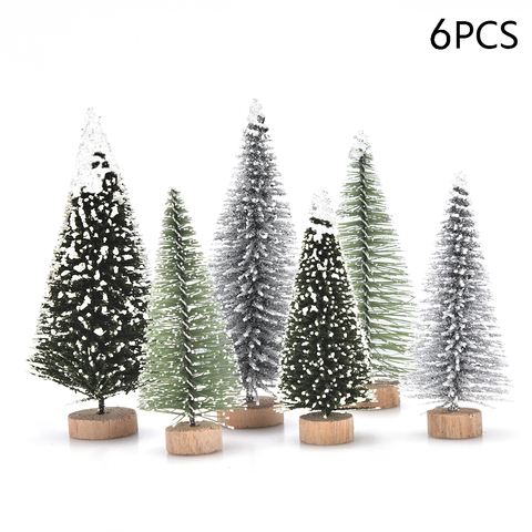 1/5/6 Pcs Miniature Christmas Tree Small Artificial Sisal Snow Landscape Architecture Trees for Christmas Crafts Tabletop Decor ► Photo 1/6