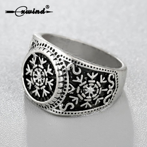 Cxwind Slavic Runes Snowflake Rings Oden's Ravens Symbol Retro Norse Viking Ring for Mens Christmas Jewelry Wholesale Bijoux ► Photo 1/5