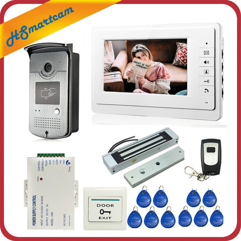 Wired 7 inch Video Door Phone Intercom Entry System 1 Monitor + 1 RFID Access HD Camera + Electric Magnetic Lock Access Control ► Photo 1/6