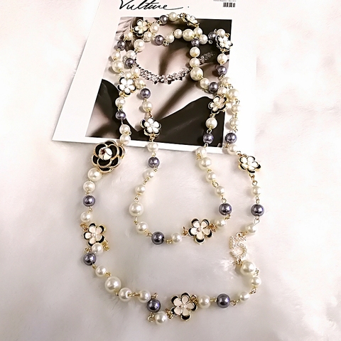Mimiyagu Luxury Colorful Pearl Pendant Letter 5 Pendant Women High Quality  cc Necklace Jewelry ► Photo 1/6