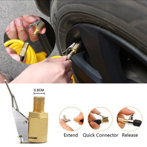 JEAZEA 1PC Car Auto Brass 8mm Tyre Wheel Tire Air Chuck Inflator Pump Valve Clip Clamp Connector Adapter Car-styling ► Photo 1/6
