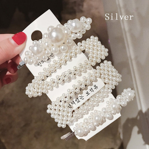 F01 Solid Pearl Hair Clips Set for Women Hair Barrette Fashion Hairpins Snap Barrettes Trendy Handmade Hair Styling Accessories ► Photo 1/6