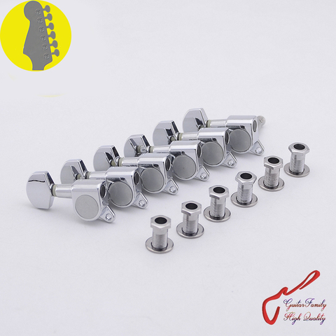 1 Set GuitarFamily  6 In-line  Left Hand Guitar  Machine Heads Tuners  Chrome ( #0427 ) MADE IN KOREA ► Photo 1/1