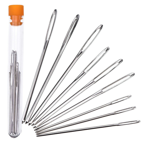 Hot Selling 9pcs/Set Large Eye Needles Leather Sewing Needles Stainless Steel Needle Embroidery Tapestry Hand Sewing Accessories ► Photo 1/6