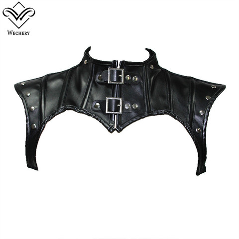 Wechery Cut Out Shapewear Short Gothic Shoulder Tops Women's Steampunk Lace Up Accessories Sexy Leather Rivets Corsets Top ► Photo 1/6