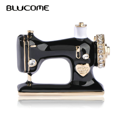 Blucome Women Girls Sewing Machine Brooch Black Enamel Brooches Jewelry Hijab Pin For Collar Suit Scarf Decoration Accessories ► Photo 1/6