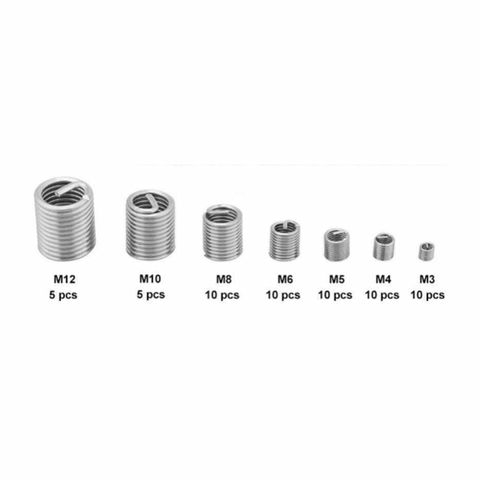 60pcs Silver M3-M12 Thread x D2 Repair Insert Kit Set Stainless Steel Screw Coiled Helicoil Assortment Kit Protective Casing ► Photo 1/1