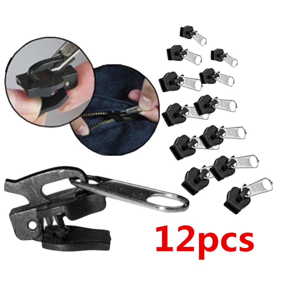 5Pcs 5# Black Instant Zipper Repair Kit Reverse Head Pull Slider Replacement  DIY