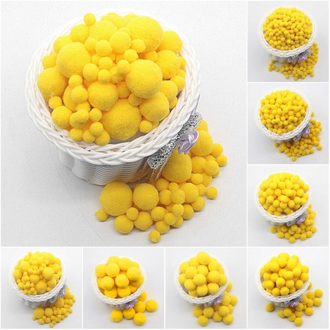 Yellow Pompom 8mm 10mm 15mm 20mm 30mm Pom Poms Ponpon Crafts Supplies DIY for Kids Toy Garment Sewing Home Wedding Decorations ► Photo 1/6