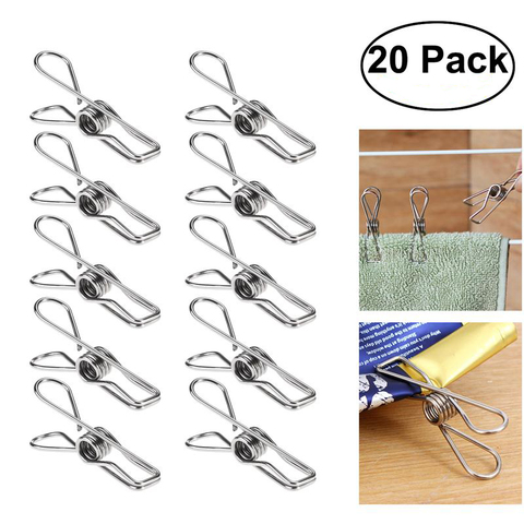 20pcs Multipurpose Stainless Steel Pegs Hanging Pins Clips Household Clamps Socks Rack Party Wedding Birthday Decoration ► Photo 1/6