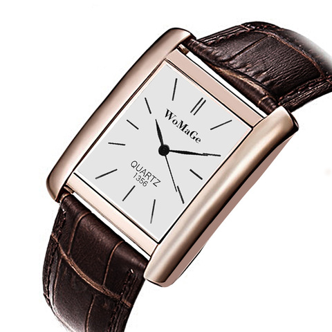 WoMaGe Simple Fashion Rectangle Women's Watches Rose Gold Watch Women Watches Luxury Leather Strap Ladies Watch reloj mujer ► Photo 1/6