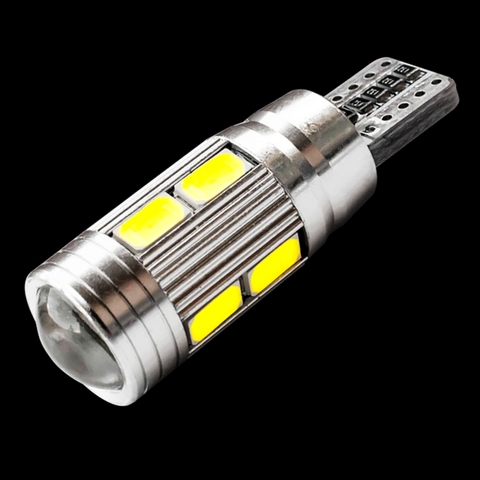 T10 10 SMD 5630 LED Projector Lens Auto Clearance Lights W5W 501 10SMD 5730 LED Car Marker Lamp Parking Bulb Canbus Error Free ► Photo 1/6