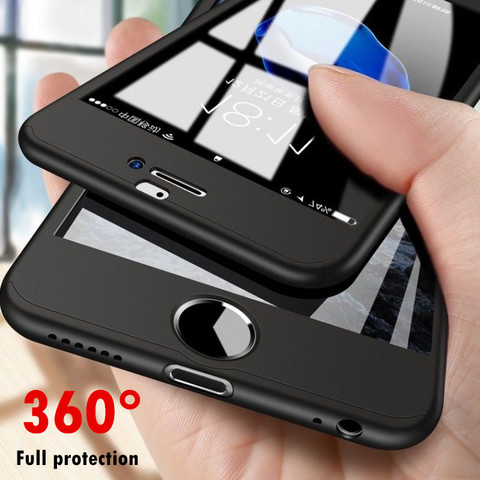 Luxury 360 Full Protection Phone Case For iPhone 6 6s Xs Max XR X Coque Case For iPhone 6 6s 7 8 Plus Case 5 5S SE Cover Glass ► Photo 1/6