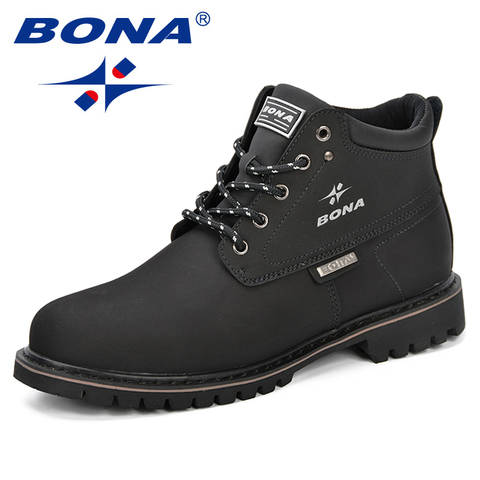 BONA Spring & Autumn Men Boots Split Leather Men Casual Fahsion Ankle Boots Outdoor Comfortable Men Leather Boots For Men Shoes ► Photo 1/6