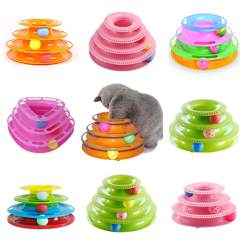 Three Levels pet cat toy Tower Tracks Disc cat Intelligence Amusement triple pay disc cat toys ball Training Amusement plate ► Photo 1/6