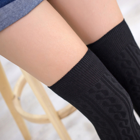 10 Solid Colors Long sexy Stockings Female Warm Thigh High Over the Knee Cotton Girls Ladies Women winter ► Photo 1/6