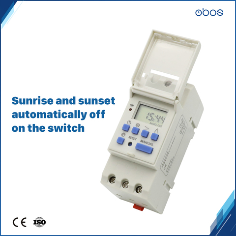latest sunrise sunset automatic adjustment 220V timer switch with 16times on/off per day /weekly time set range 1min-168H OBOS ► Photo 1/6