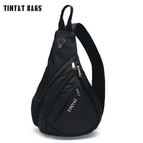 TINYAT Men Bag Men Shoulder Sling Bag pack USB Waterproof Messenger Crossbody Bag Black Travel chest bag for ipad T509 ► Photo 1/6