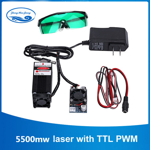 1000mw/2500mw/5500mw CNC Laser 450nm 12V Laser Module Laser Engraving Machine Part Laser Head For CNC Router ► Photo 1/1