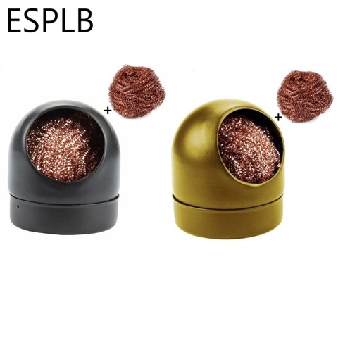 ESPLB Black/Gold Welding Soldering Solder Iron Clip Cleaner Cleaning Steel with Sponge and Holder ► Photo 1/6