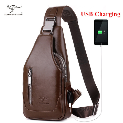 man's messenger bag Men shoulder PU leather Chest Bags Crossbody business Messenger bags Male charging Handbag with USB Charge ► Photo 1/6
