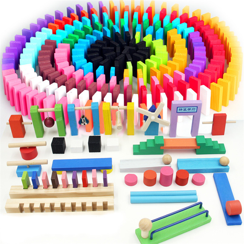 120/240Pcs  Wooden Bright Tumbling Dominoes For Kids Play Games Xmas Toy Gift 