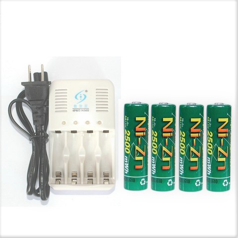 4Pcs NiZn Ni-Zn 1.5V 1.6V AA 2500mWh Rechargeable Battery + NiZn smart Charger ► Photo 1/6