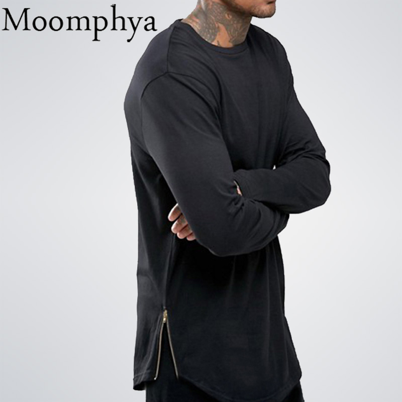 Men Zip Short Sleeve Mens Side split rounded hem T-shirt Tops