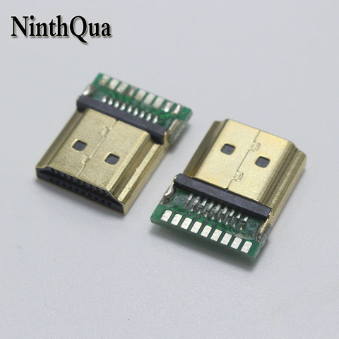 NinthQua 1pcs Gold Plating HDMI Type A Standard Male Plug with PCB board 19P HDMI Connector (1.4) ► Photo 1/6