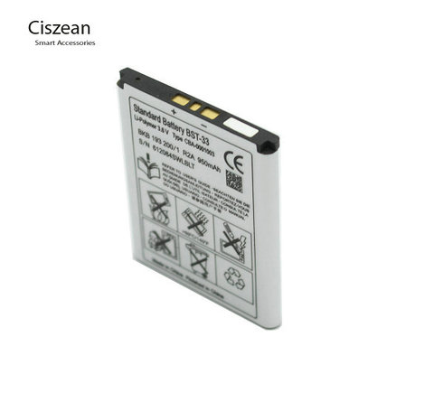 Ciszean 1x BST-33 950mAh Smart Phone Replacement Battery For K530 K790 K790i K790C K800 K800i K810i K818C W595C T700 C702 G705 ► Photo 1/6