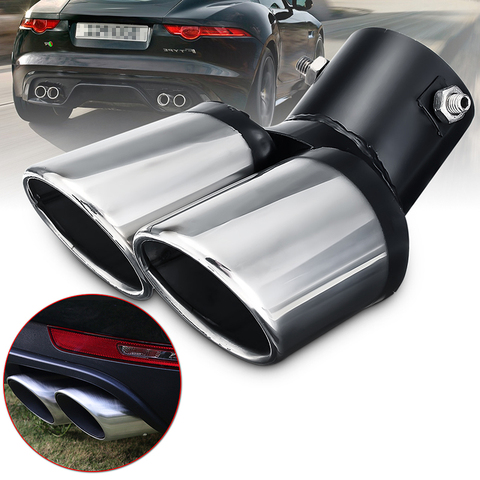 2.44inch Car Rear Dual-outlet Exhaust Trim Tips Muffler Pipe Chrome Modified 62mm Tail Stainless Steel Silencer System ► Photo 1/6