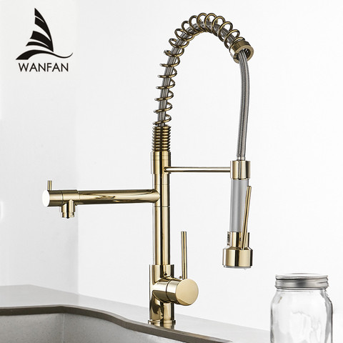 Kitchen Faucets Gold Torneira Para Cozinha Faucet for Kitchen Sink Single Pull Out Spring Spout Mixers Hot Cold Water Tap 866021 ► Photo 1/6