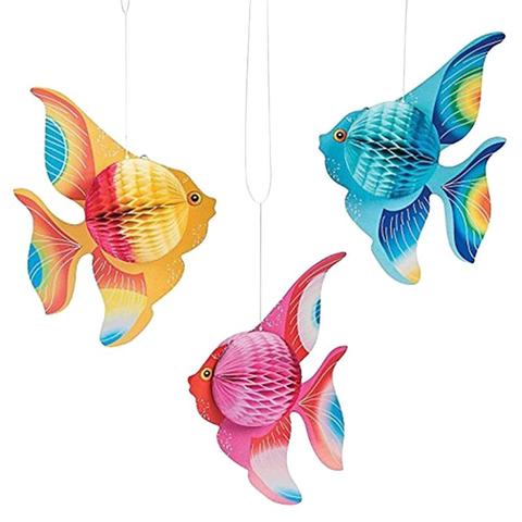 6pcs Multicolor Colorful Tissue Paper Goldfish Tropical Fish Sea Creatures Hanging Foldable Party Supplies Ornament Decoration ► Photo 1/6