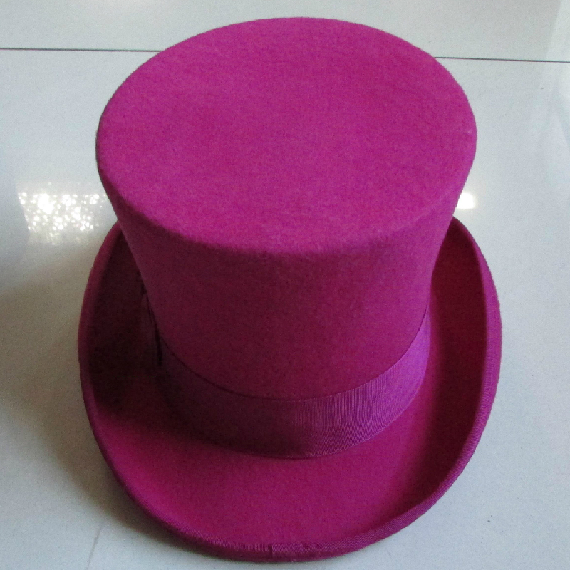 Rose PINK Women Top Hat Victorian Cylinder Hat Chimney Pot Steampunk Mad Hatter