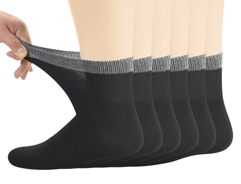 Men's Bamboo Diabetic Ankle Socks with Seamless Toe and Non-Binding Top,6 Pairs L Size(10-13) ► Photo 1/6